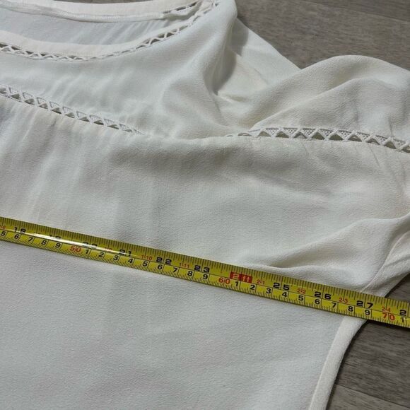 Hotel Particulier White Ivory Lattice Trimmed Long Sleeve Blouse, Women’s Large - Picture 6 of 14